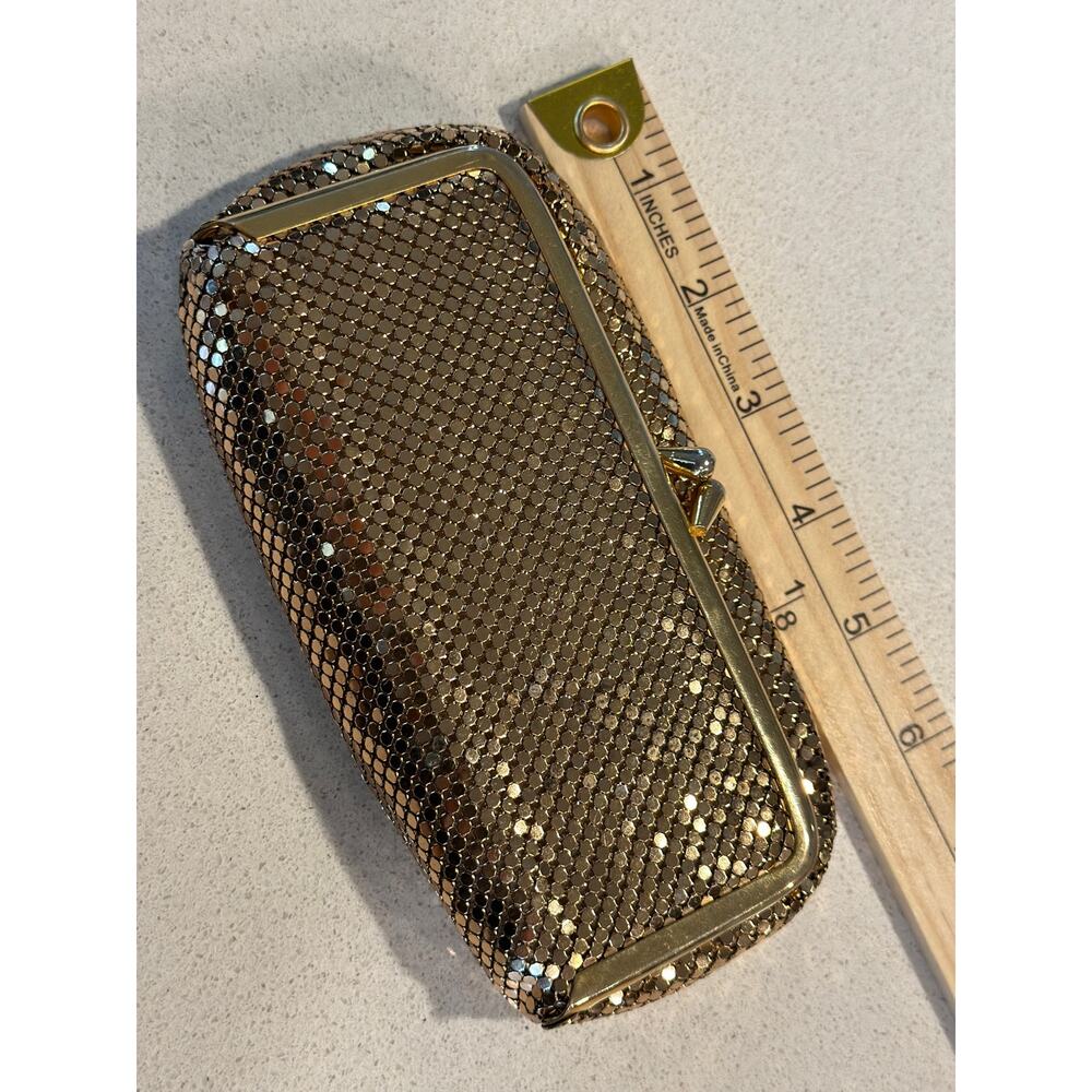 Vintage Whiting & Davis Gold Mesh Evening Clutch Purse Rhinestone Cocktail Party - Picture 10 of 11